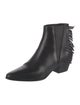 Saint Laurent Leather Fringe Trim Accent Boots