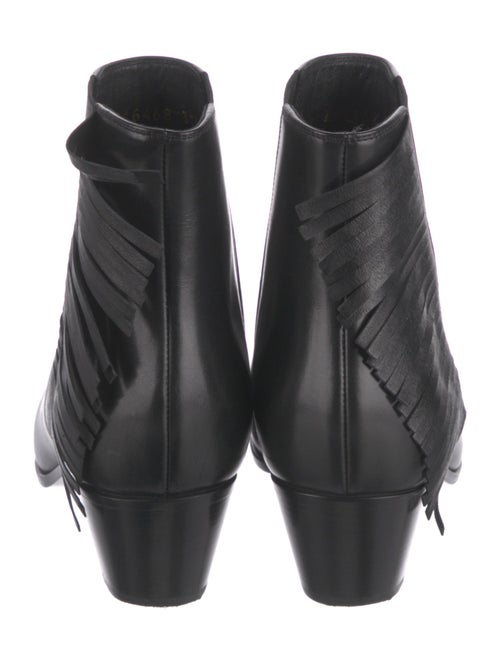 Saint Laurent Leather Fringe Trim Accent Boots