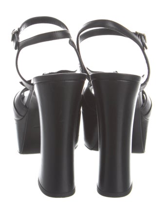 Saint Laurent Leather Bow Accents Sandals