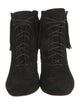 Saint Laurent Suede Fringe Trim Accent Lace-Up Boots