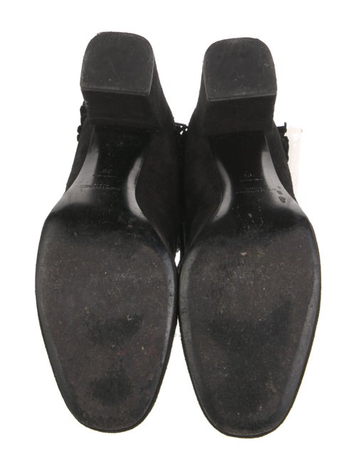 Saint Laurent Suede Fringe Trim Accent Lace-Up Boots