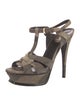 Saint Laurent Suede T-Strap Sandals