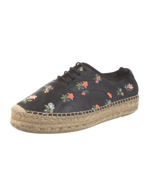 Saint Laurent Leather Floral Print Espadrilles