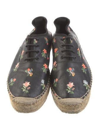 Saint Laurent Leather Floral Print Espadrilles