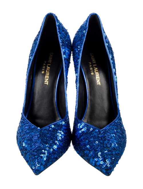 Saint Laurent Sequins Leather Trim Embellishment Pumps