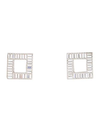 Saint Laurent Crystal Square Clip-On Earrings