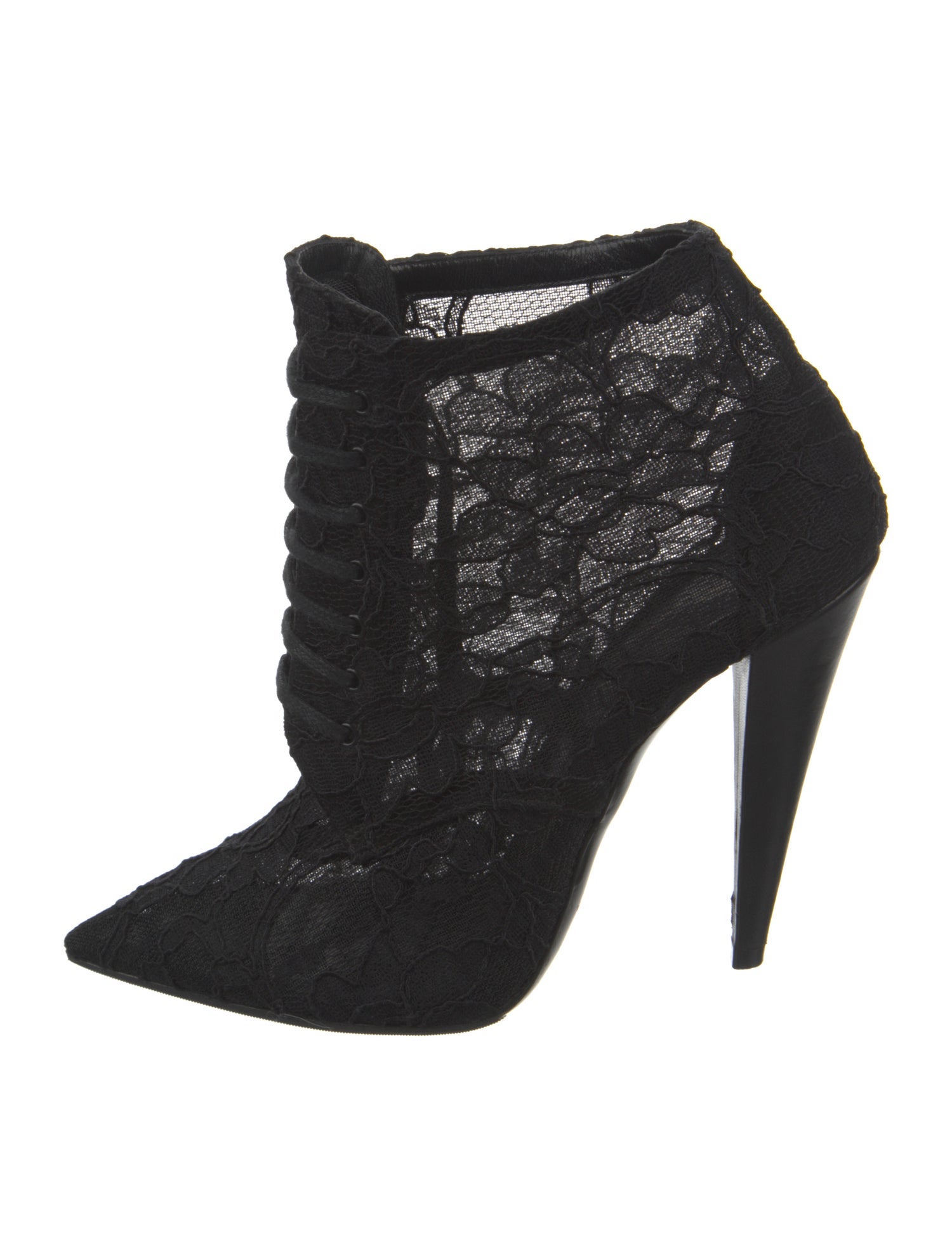 Saint Laurent Lace Lace Pattern Lace-Up Boots