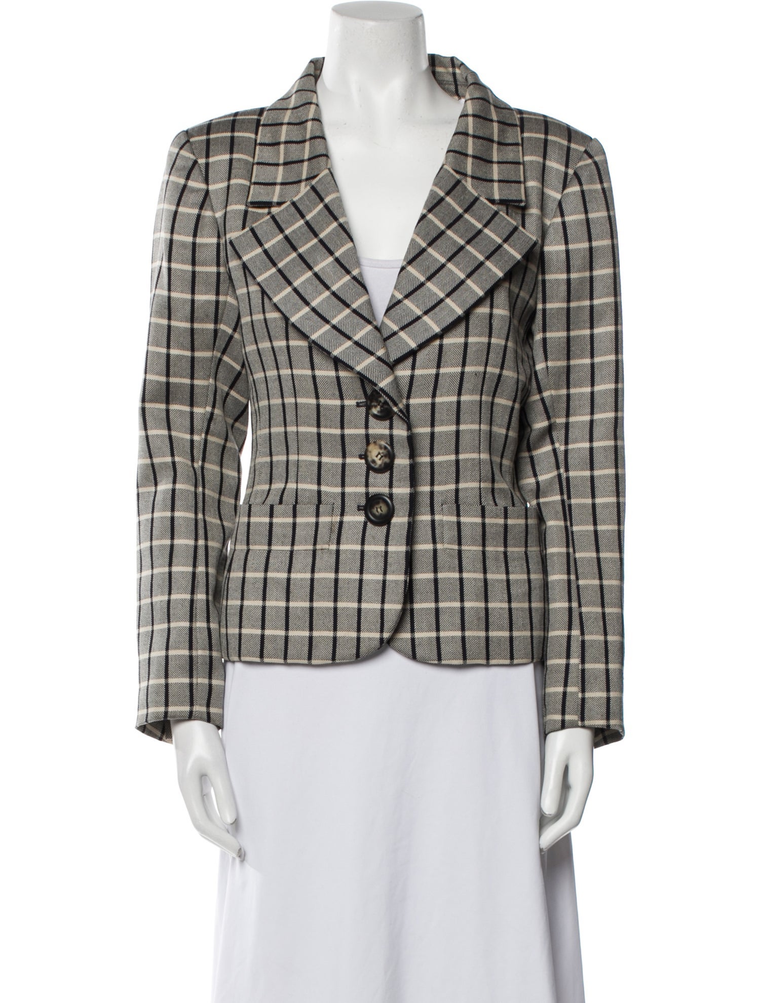 Saint Laurent Silk Plaid Print Blazer