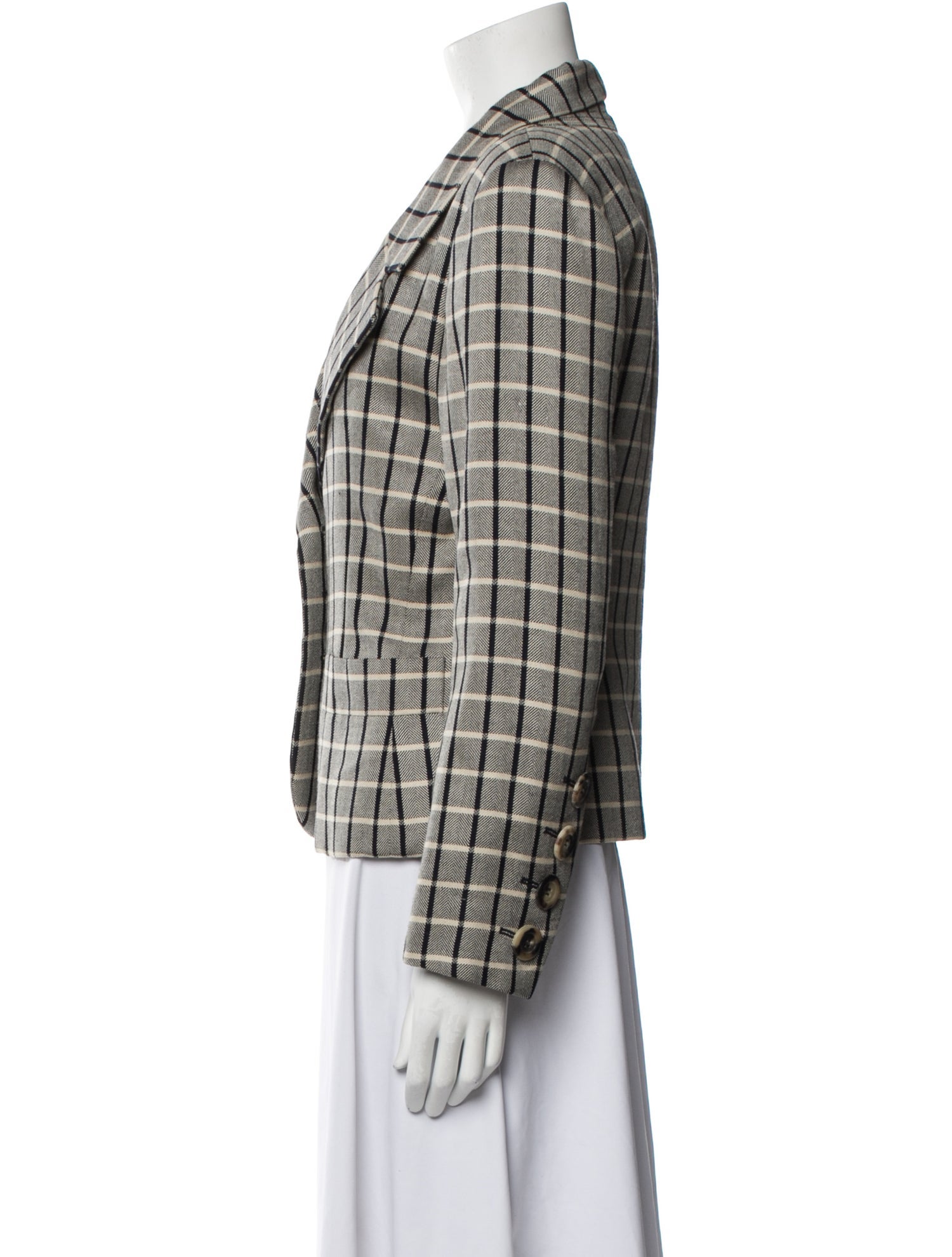 Saint Laurent Silk Plaid Print Blazer
