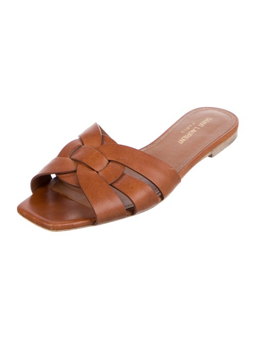 Saint Laurent Leather Mesh Accents Slides