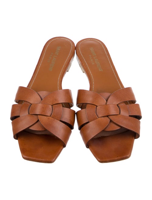 Saint Laurent Leather Mesh Accents Slides