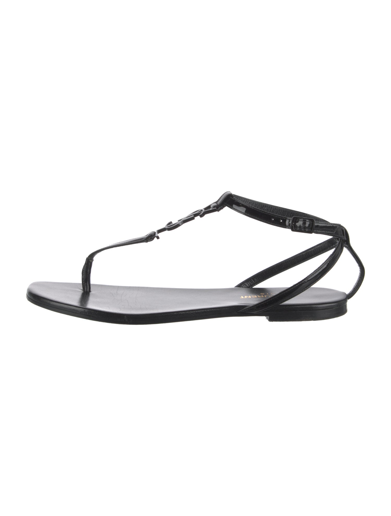 Saint Laurent Patent Leather T-Strap Sandals
