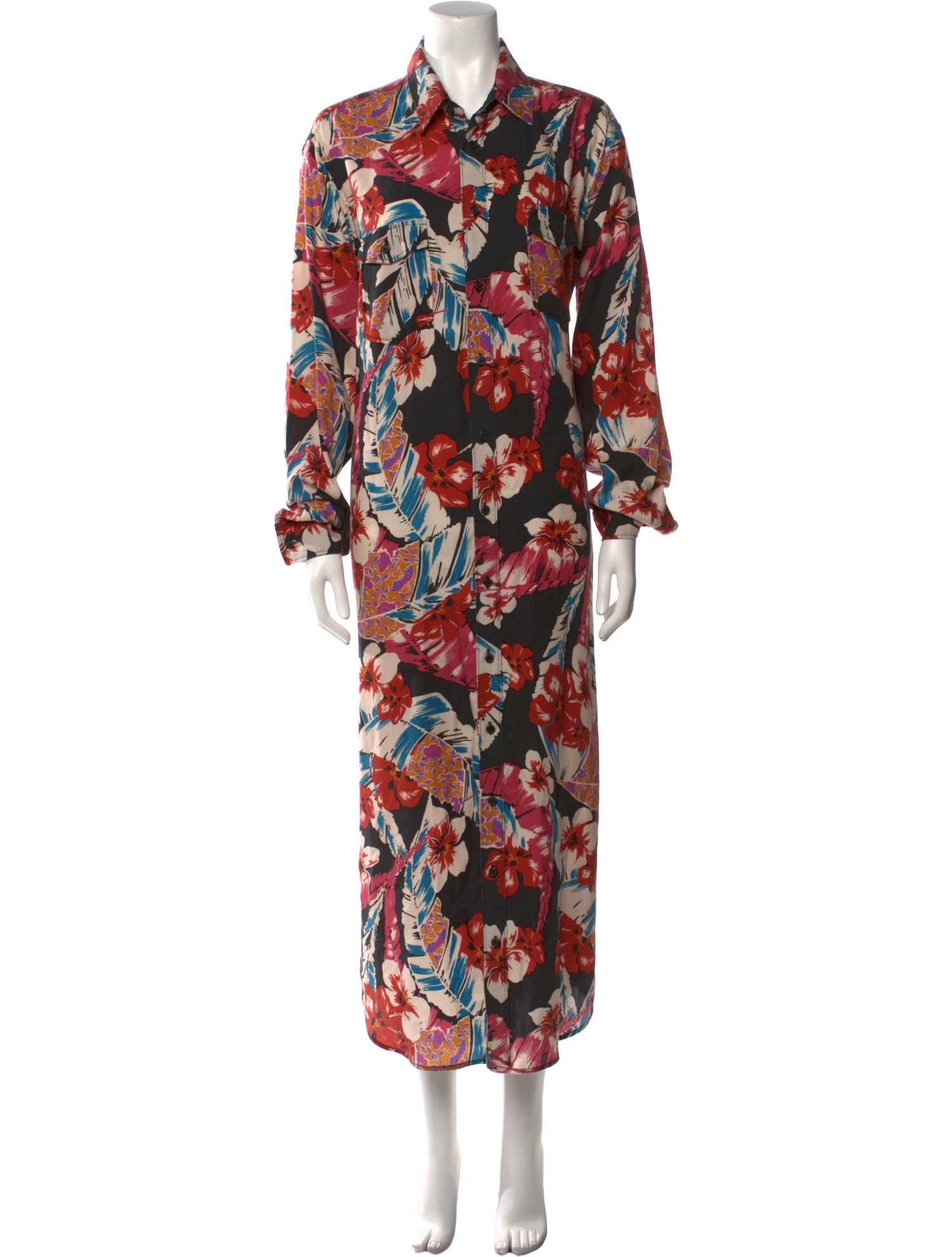 Saint Laurent Floral Print Long Dress