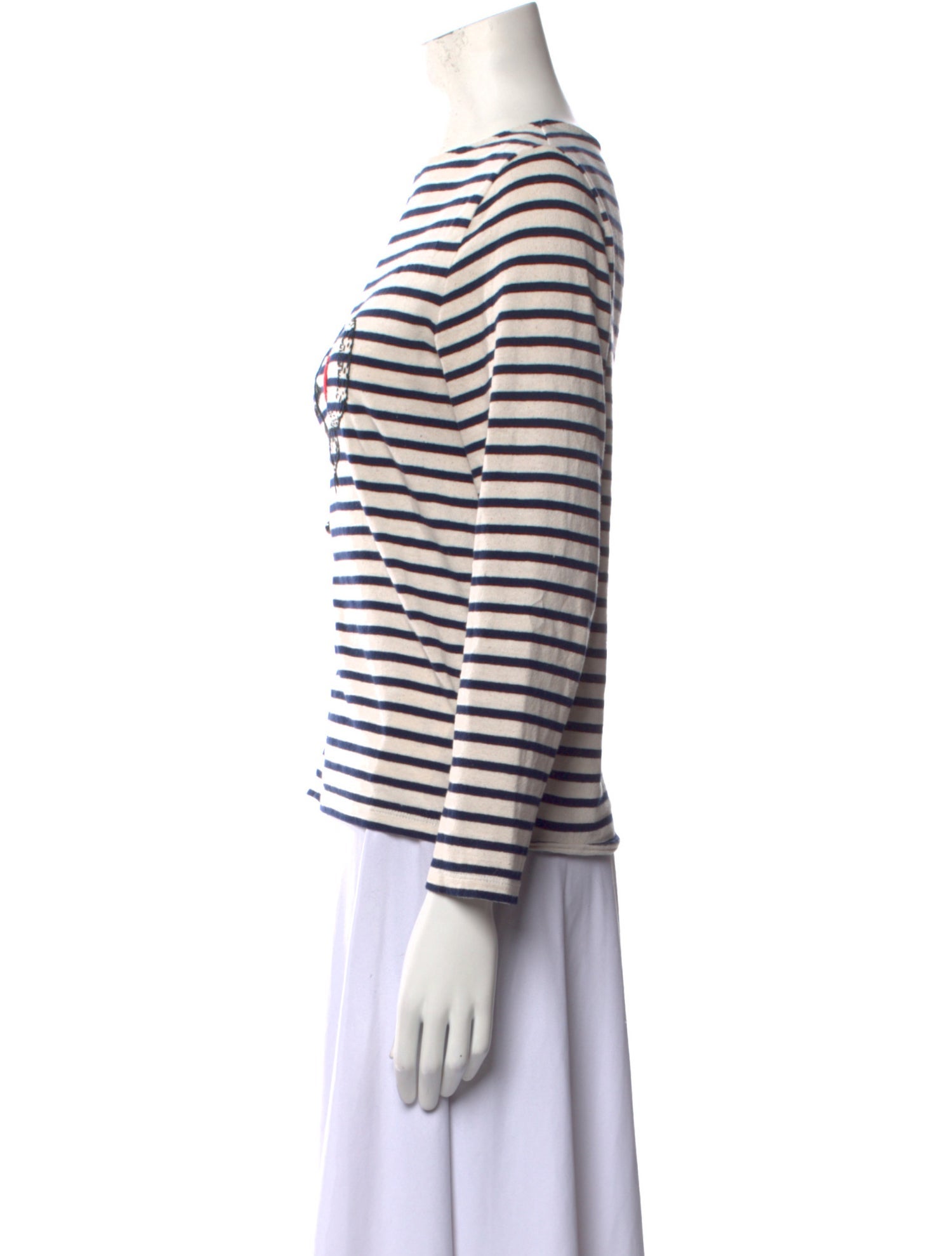 Saint Laurent Striped Bateau Neckline Top