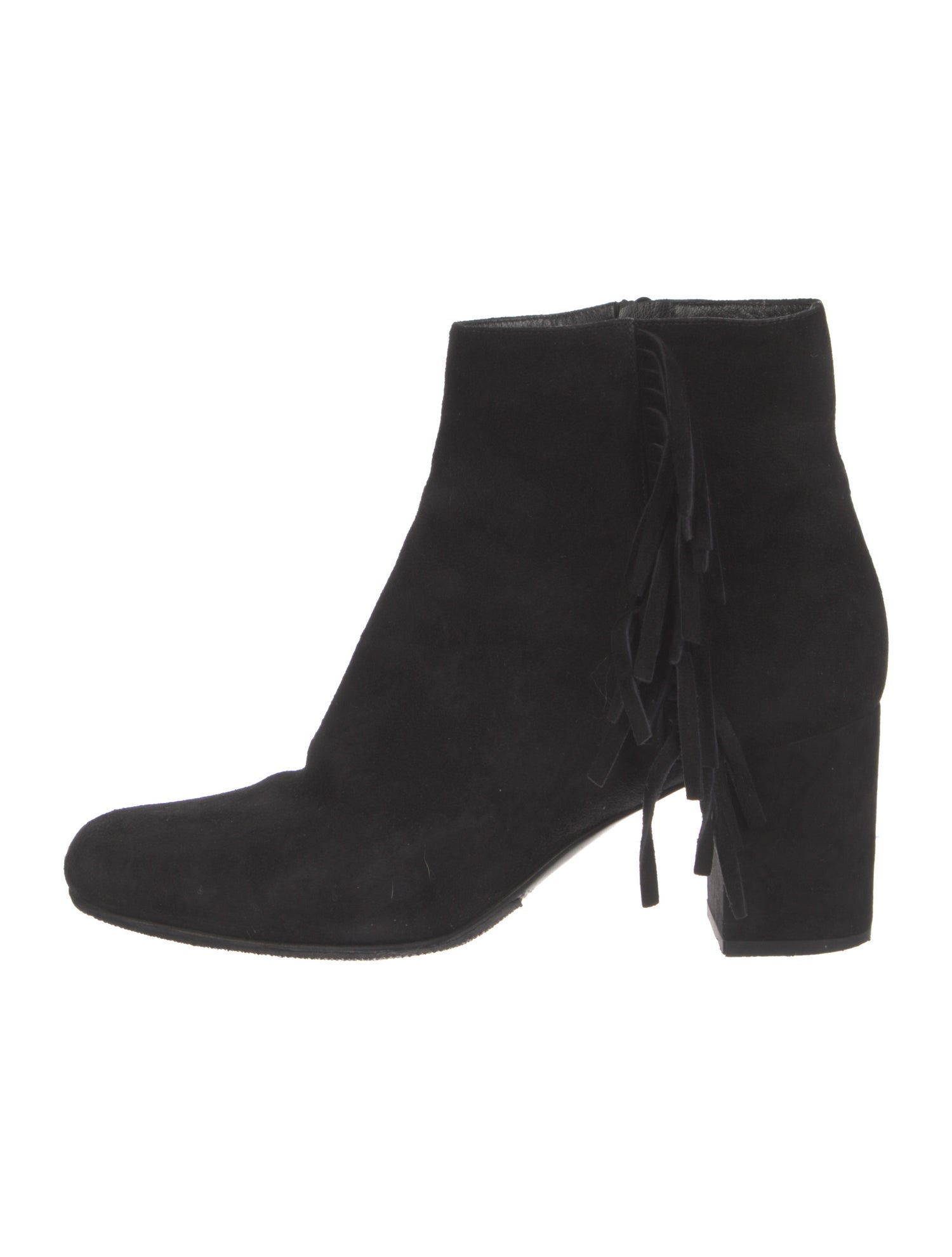 Saint Laurent Suede Fringe Trim Accent Boots