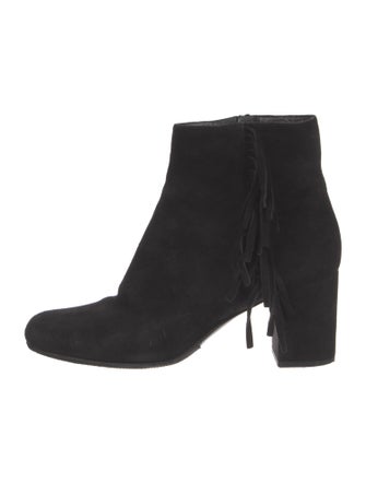 Saint Laurent Suede Fringe Trim Accent Boots