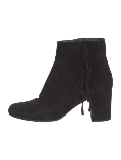 Saint Laurent Suede Fringe Trim Accent Boots