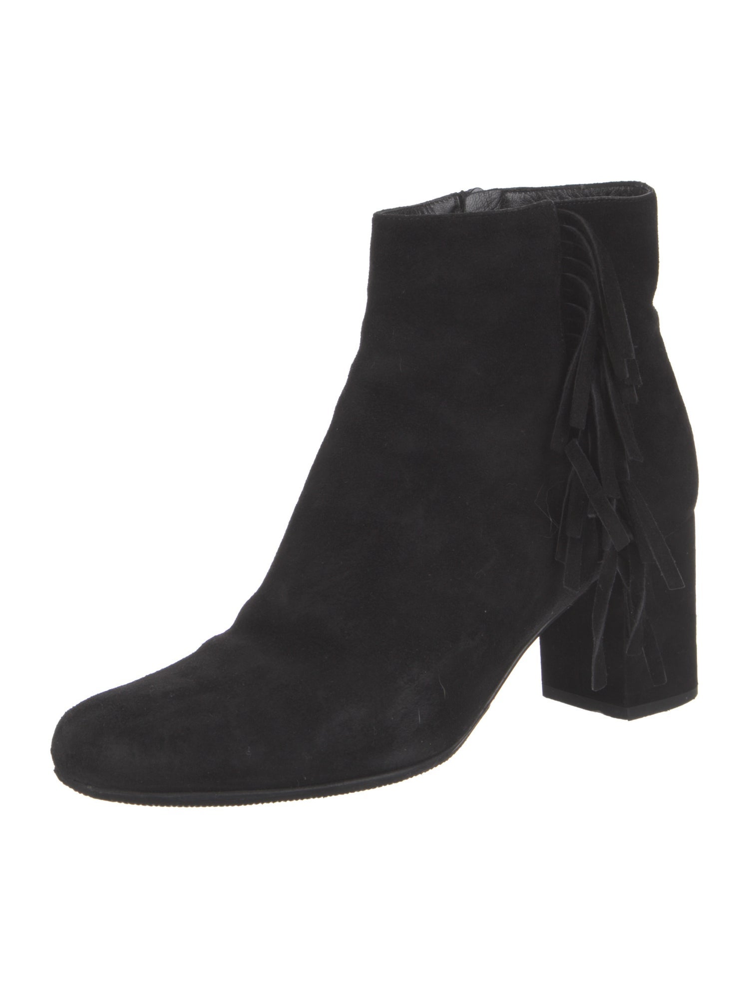 Saint Laurent Suede Fringe Trim Accent Boots