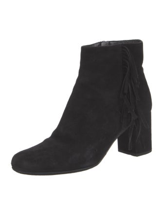 Saint Laurent Suede Fringe Trim Accent Boots