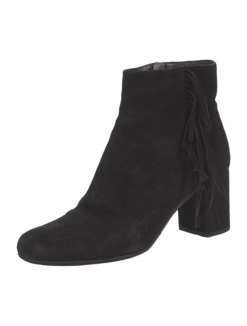 Saint Laurent Suede Fringe Trim Accent Boots