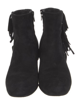 Saint Laurent Suede Fringe Trim Accent Boots