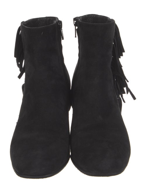 Saint Laurent Suede Fringe Trim Accent Boots