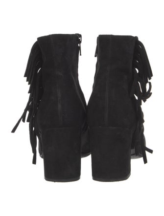 Saint Laurent Suede Fringe Trim Accent Boots