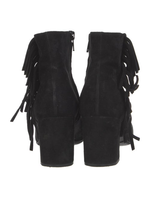 Saint Laurent Suede Fringe Trim Accent Boots