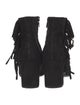 Saint Laurent Suede Fringe Trim Accent Boots