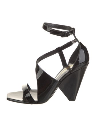Saint Laurent Patent Leather Cutout Accent Sandals