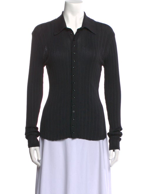 Saint Laurent Silk Long Sleeve Button-Up Top