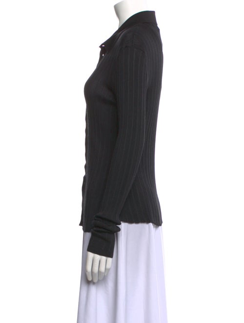 Saint Laurent Silk Long Sleeve Button-Up Top