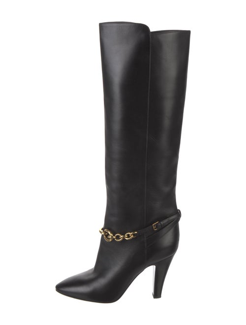 Saint Laurent Leather Chain-Link Accents Boots