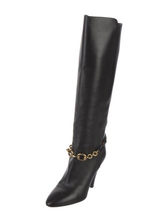 Saint Laurent Leather Chain-Link Accents Boots