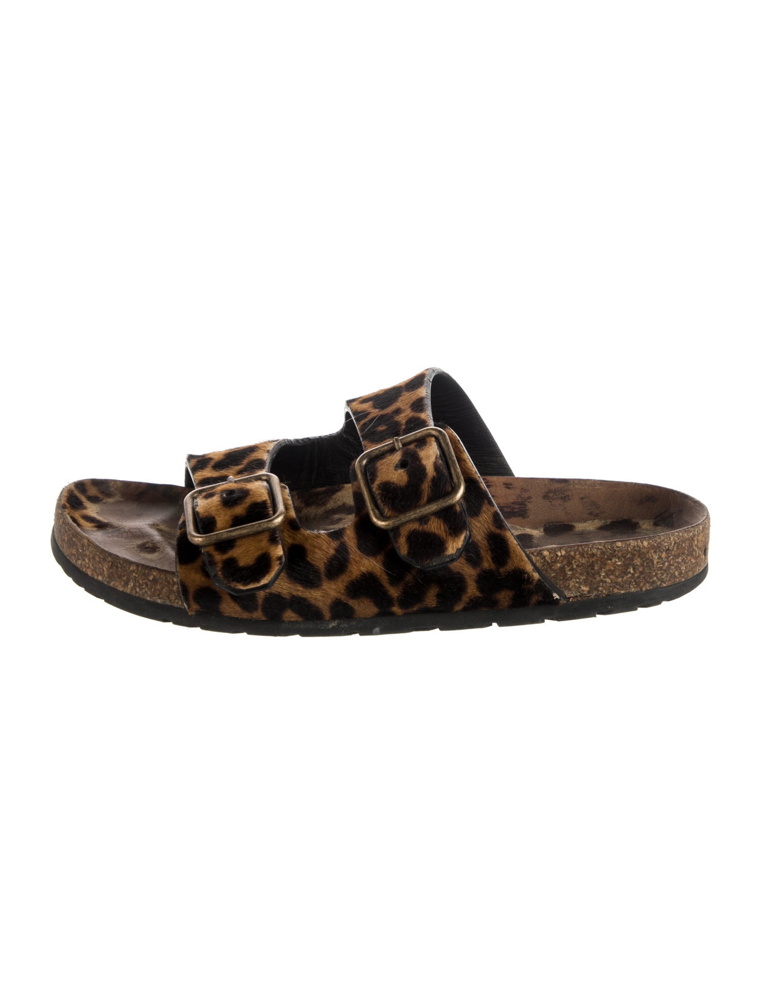 Saint Laurent Ponyhair Animal Print Slides