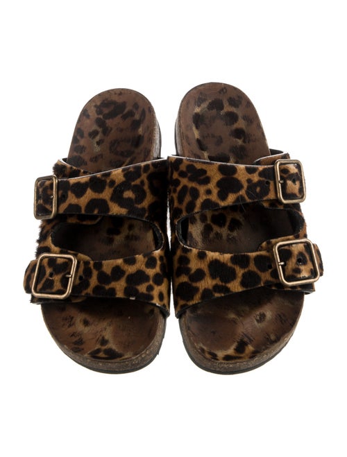 Saint Laurent Ponyhair Animal Print Slides
