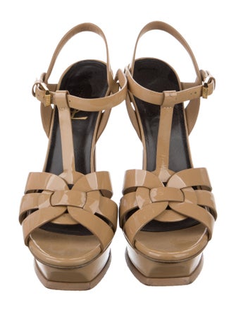 Saint Laurent Patent Leather T-Strap Sandals