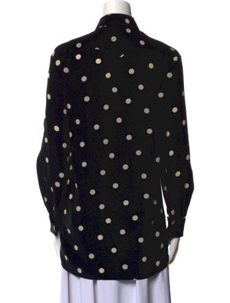Saint Laurent Silk Polka Dot Print Button-Up Top