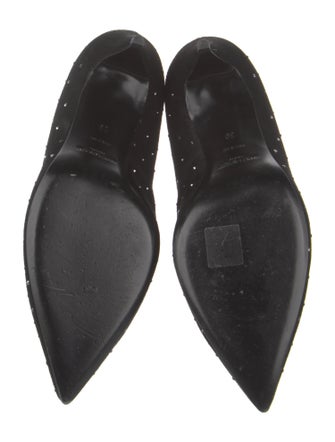 Saint Laurent Suede Crystal Embellishments Lace-Up Boots