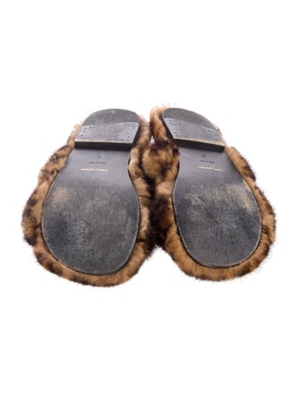 Saint Laurent Animal Print Fur Trim Slides