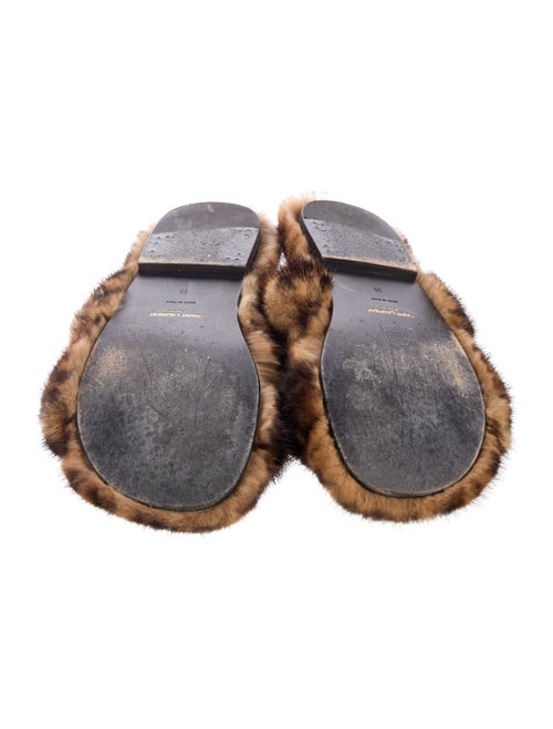 Saint Laurent Animal Print Fur Trim Slides