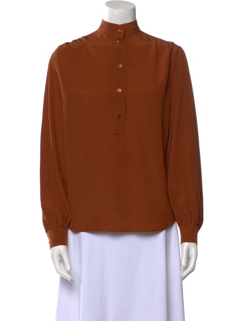 Saint Laurent Silk Mock Neck Blouse