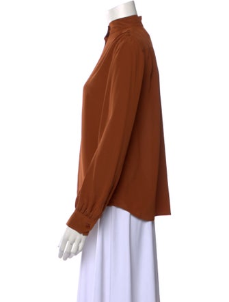 Saint Laurent Silk Mock Neck Blouse