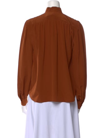 Saint Laurent Silk Mock Neck Blouse