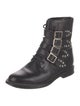 Saint Laurent Leather Studded Accents Combat Boots