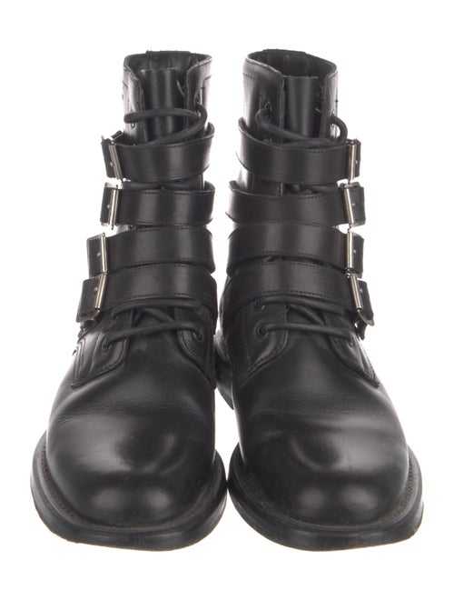 Saint Laurent Leather Studded Accents Combat Boots