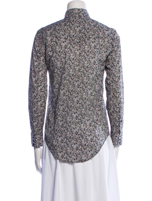 Saint Laurent Printed Three-Quarter Sleeve Button-Up Top