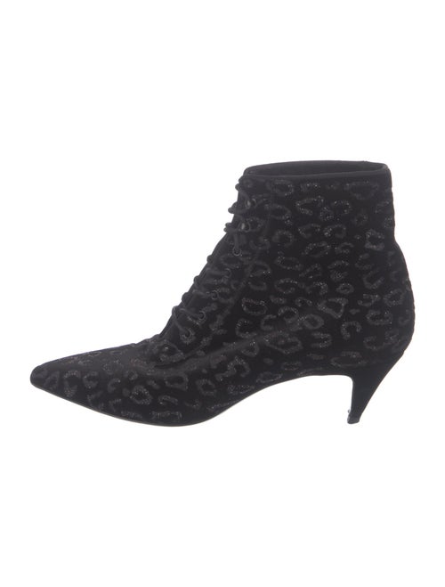 Saint Laurent Velvet Printed Lace-Up Boots