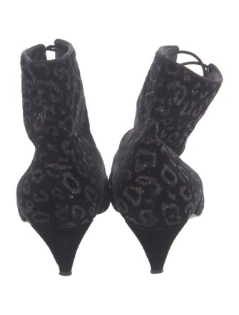 Saint Laurent Velvet Printed Lace-Up Boots