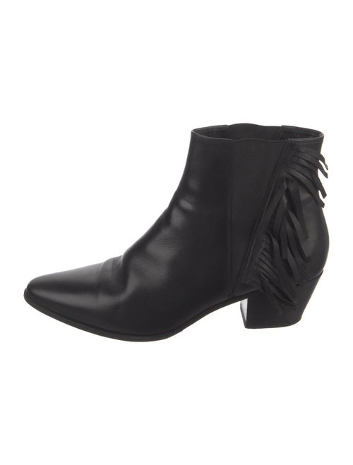 Saint Laurent Leather Fringe Trim Accent Boots